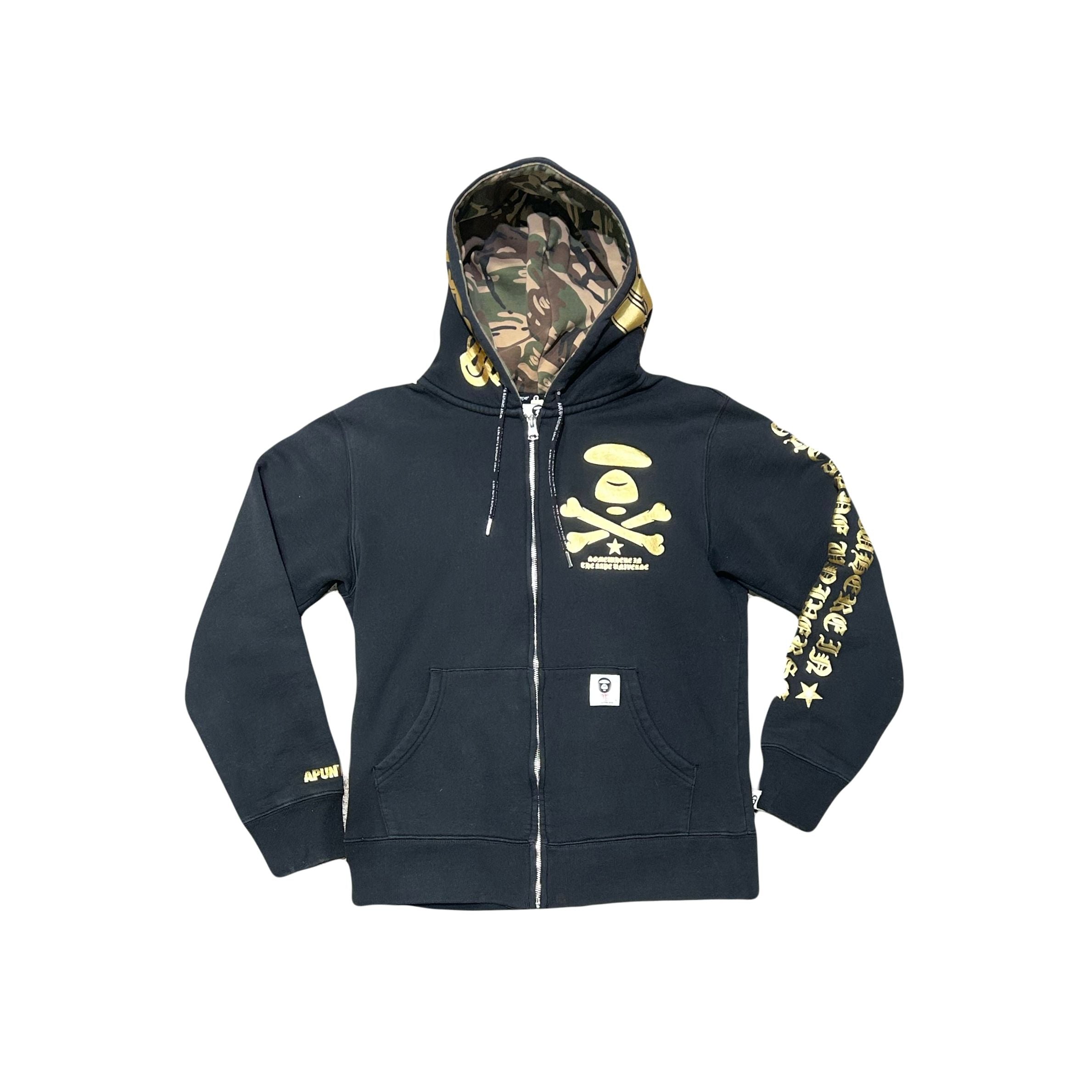 AAPE Gold Foil Zip Up Hoodie Black