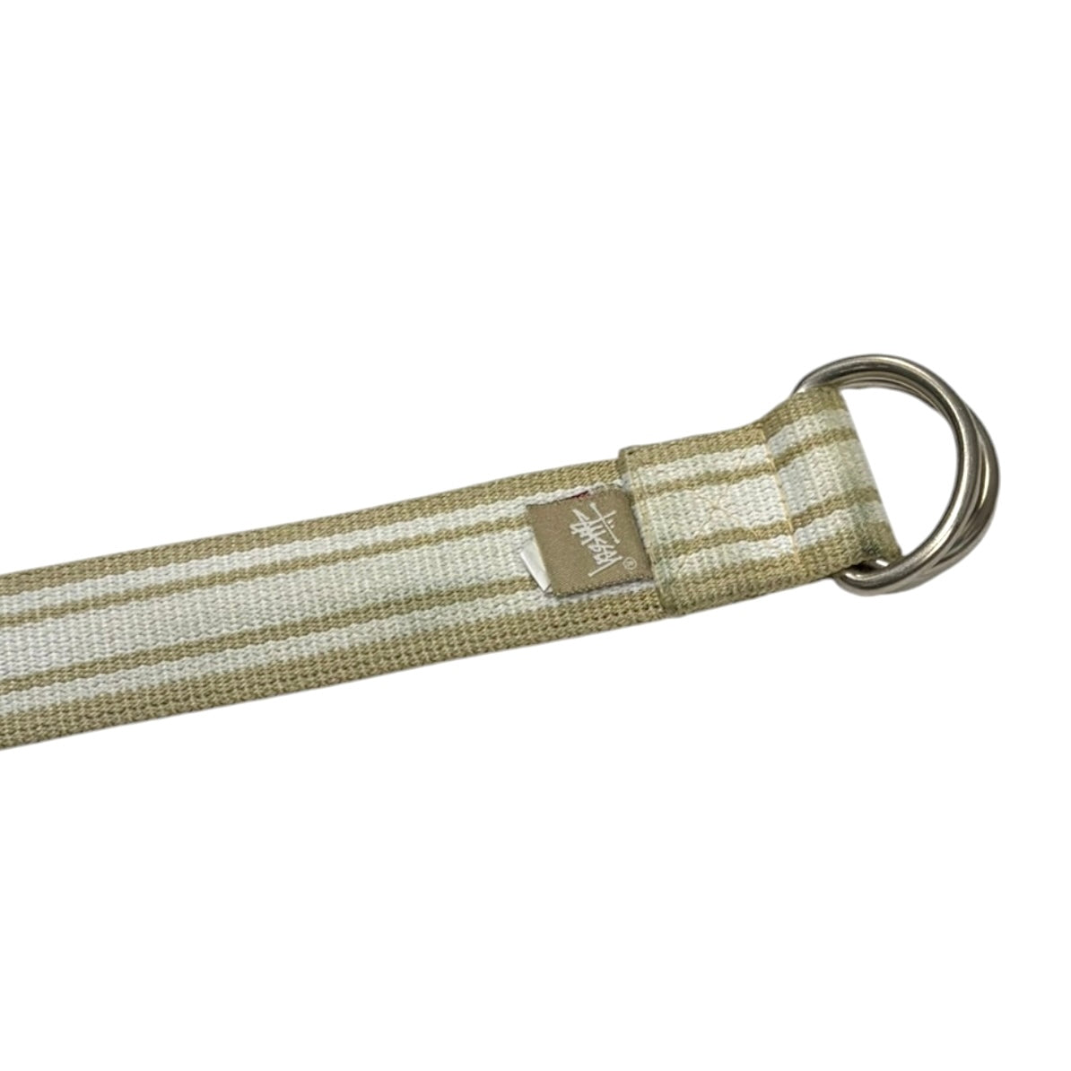 Stussy D Ring Webbing Canvas Stripe Belt Beige