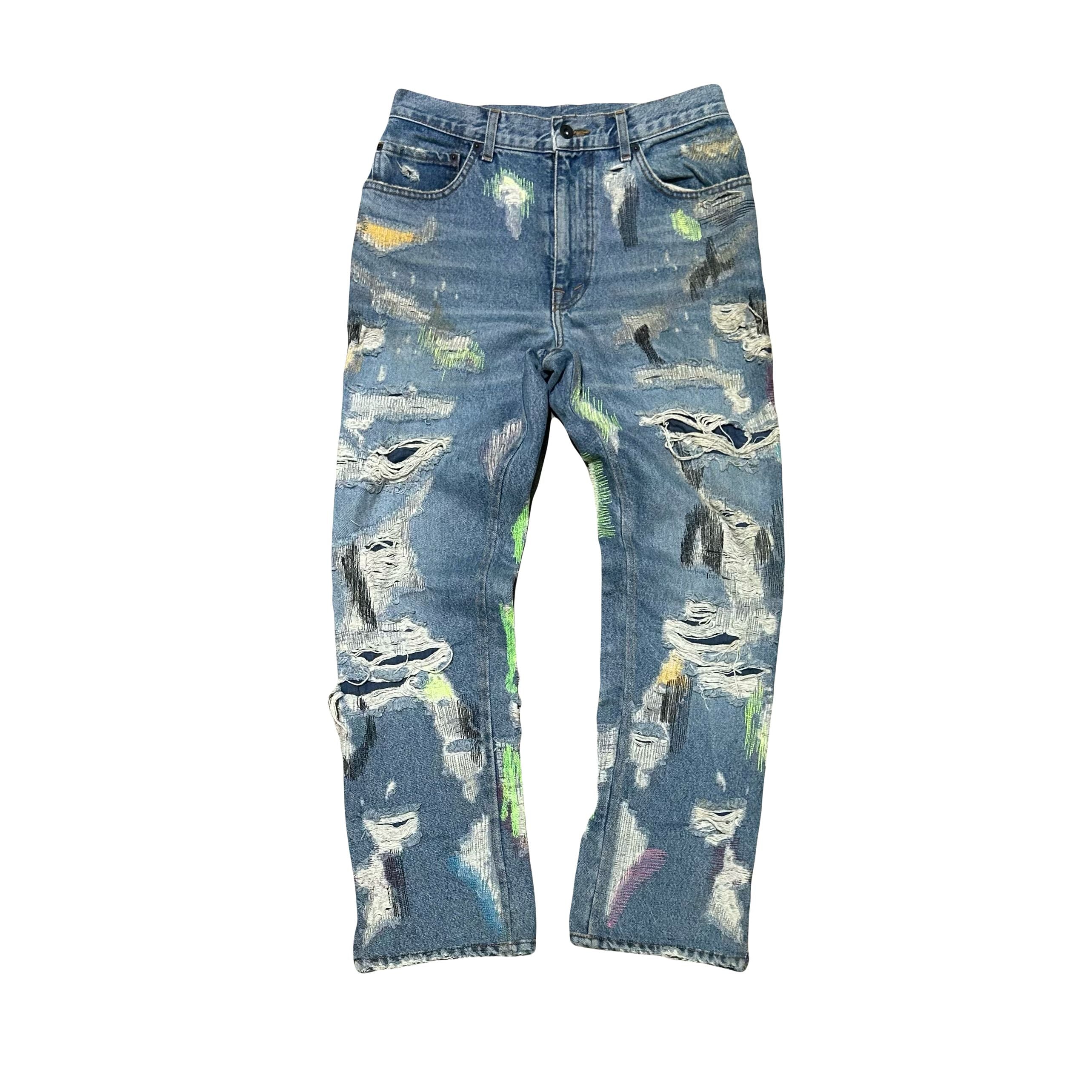 Endless Embroidered and Distressed Denim Jeans