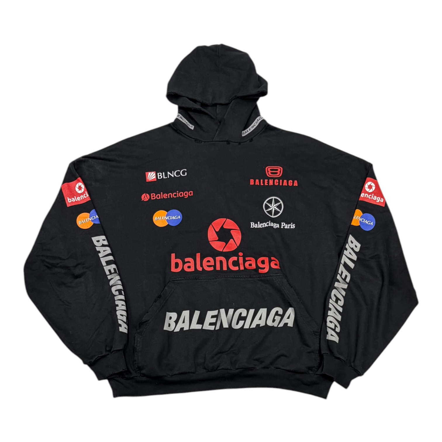 Balenciaga Top League Logo Oversized Hoodie Black