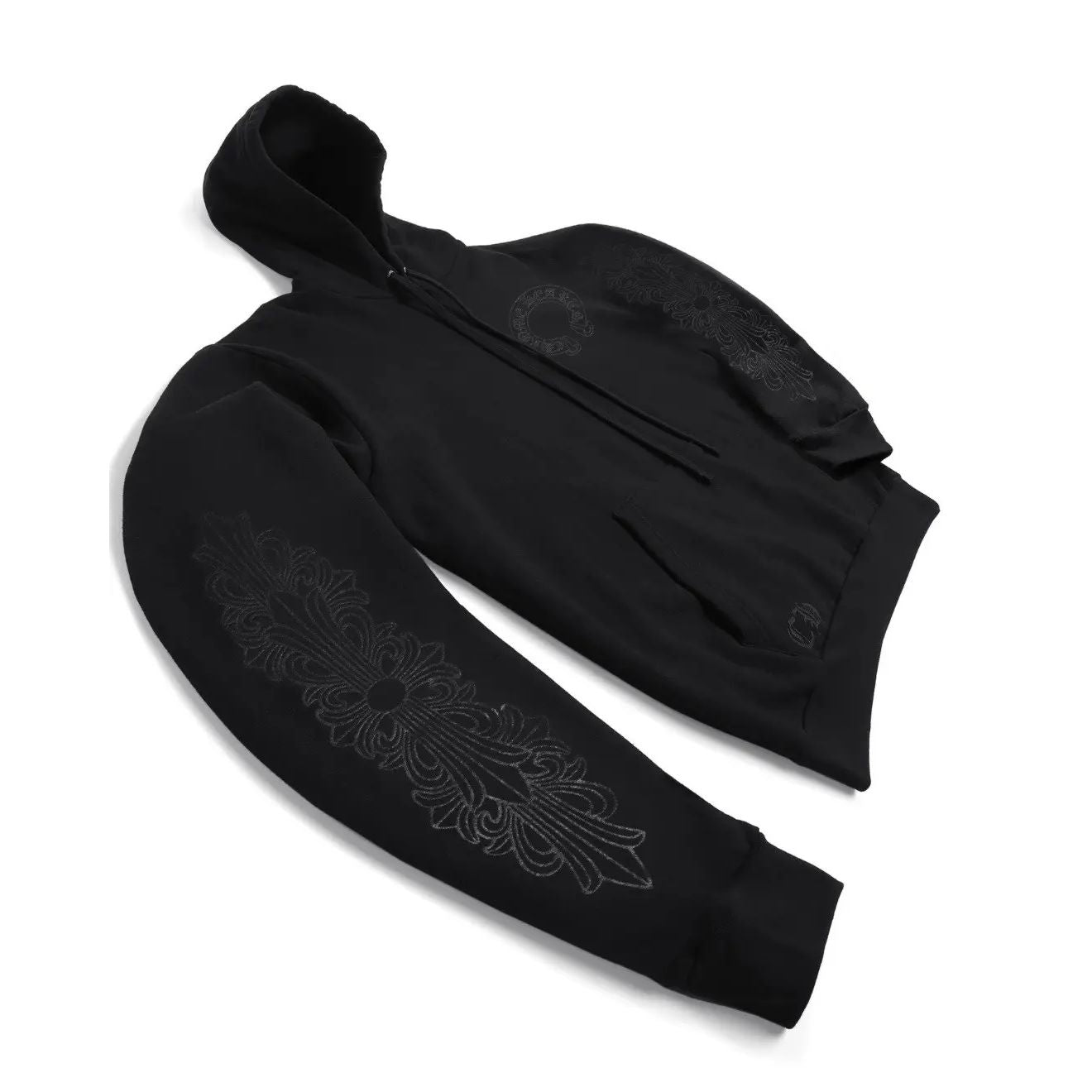 Chrome Hearts Floral Horseshoe Hoodie Black
