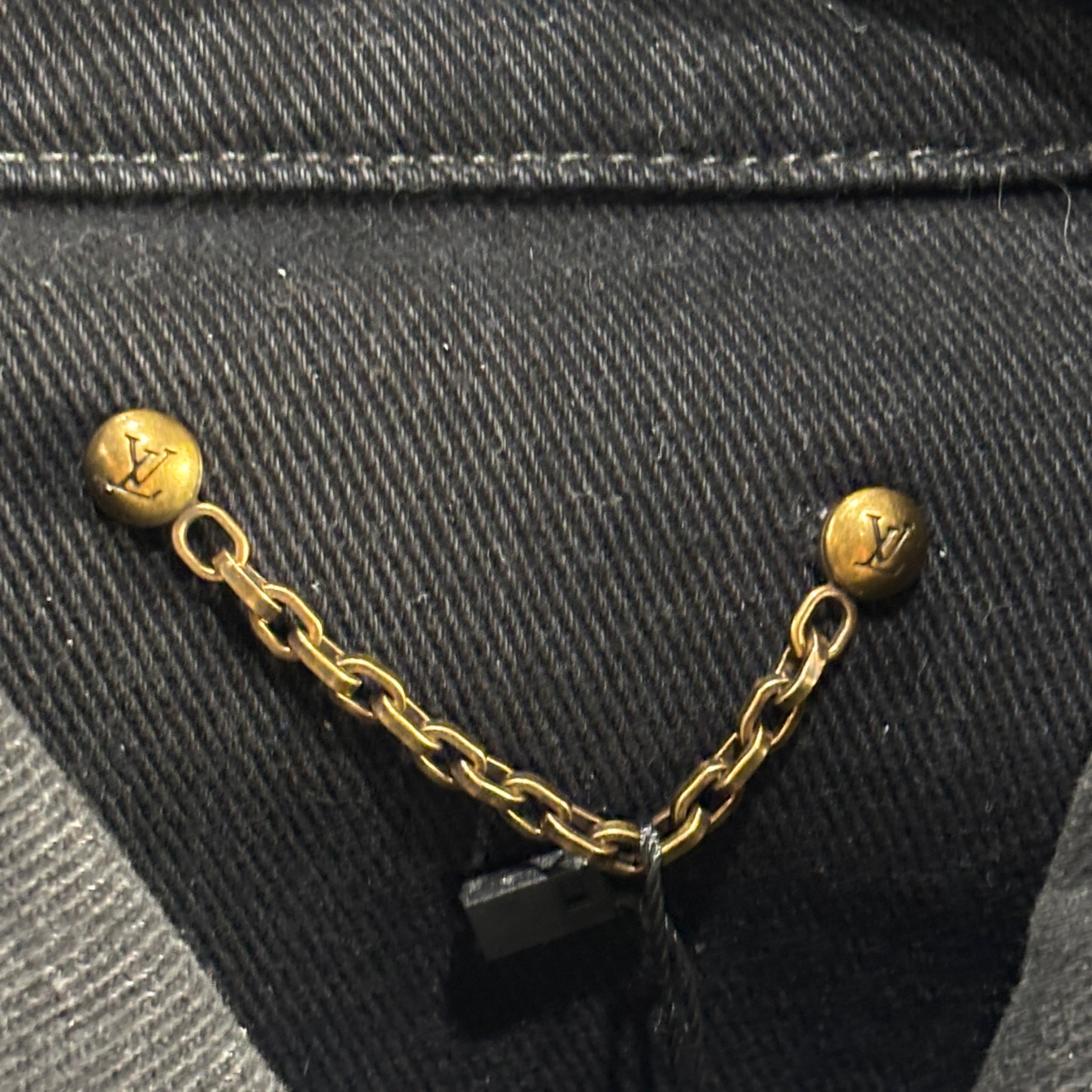 Louis Vuitton Monogram Embossed Denim Workwear Jacket Black