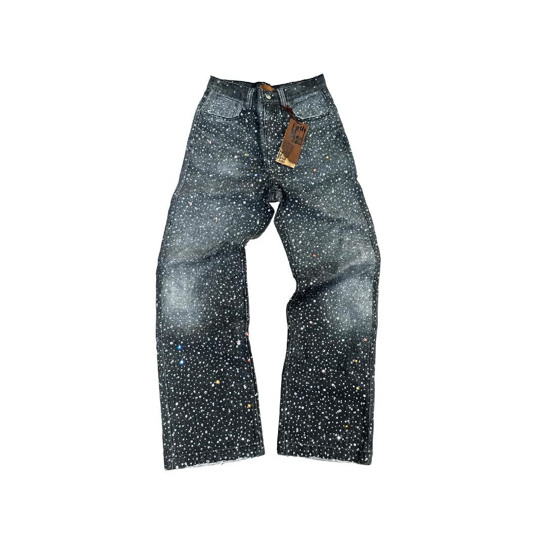Birth of Royal Child3D Printing Washed 20k Swarovski Diamond Boro Denim Black