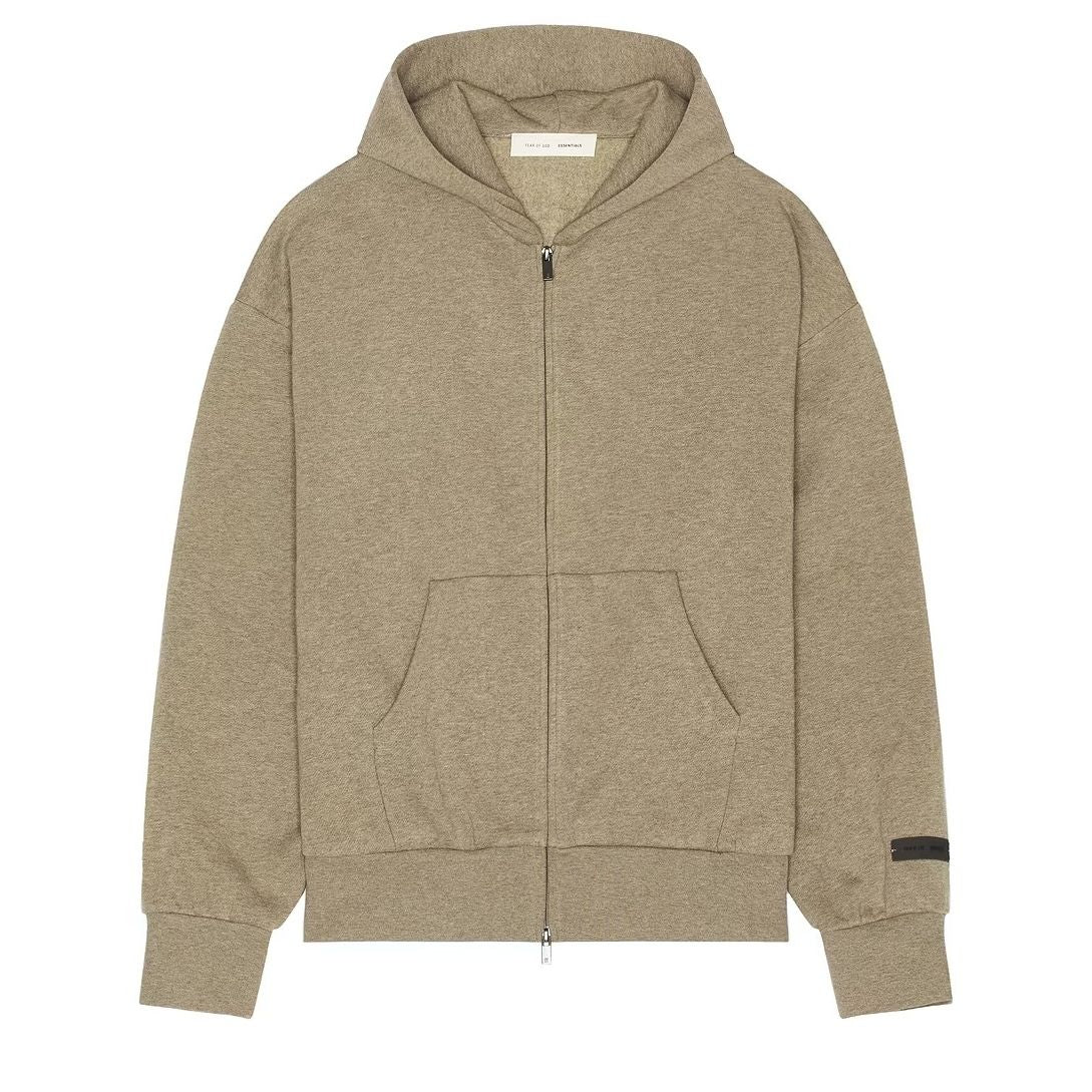 Fear of God Essentials Classic Hood Zip Up Sweatshirt Homestead Heather