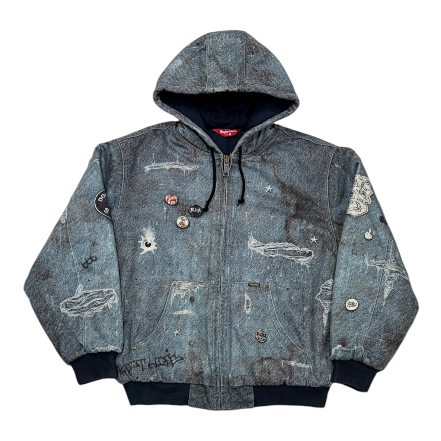 Supreme HJR Trompe L'oeil Hooded Work Jacket Blue