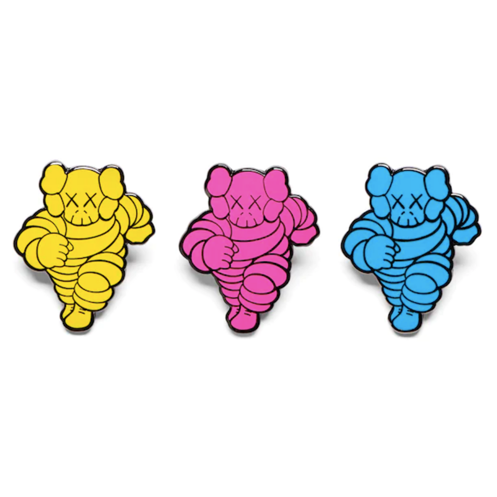 Kaws Pin Set of 3 CHUM Yellow Pink Blue