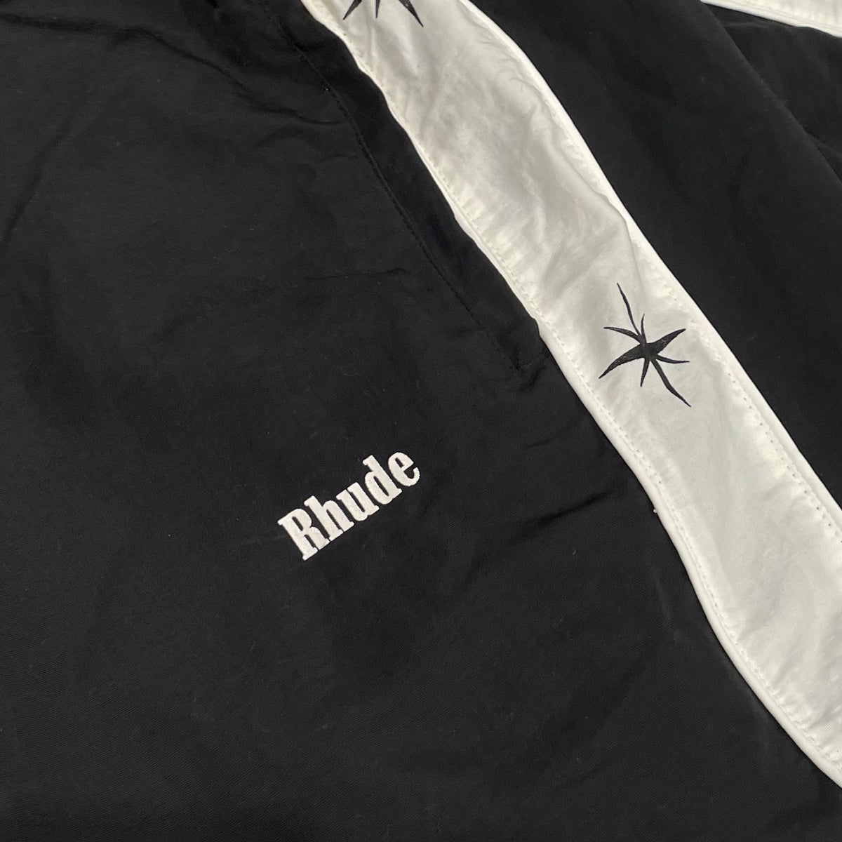 Rhude Star Piping Parachute Track Pants Black