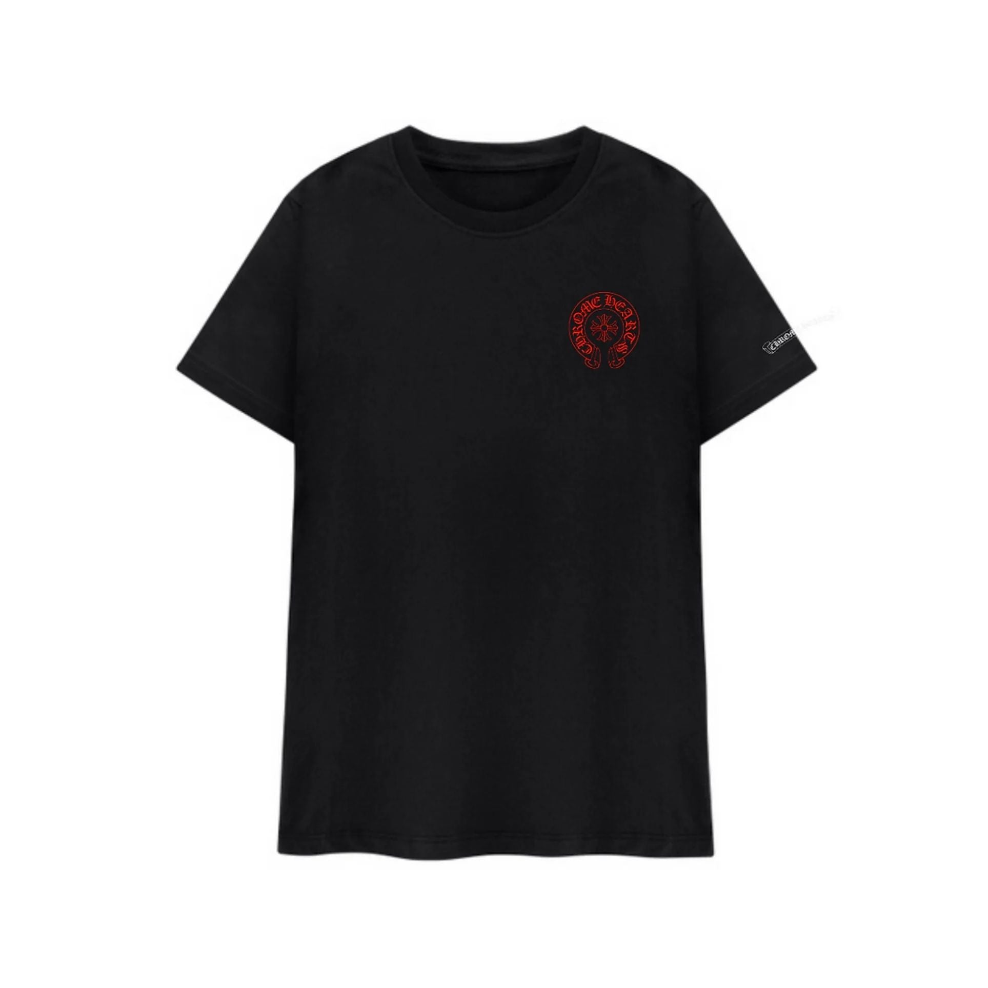 Chrome Hearts Red Horseshoe Cemetery Pocket Tee Black