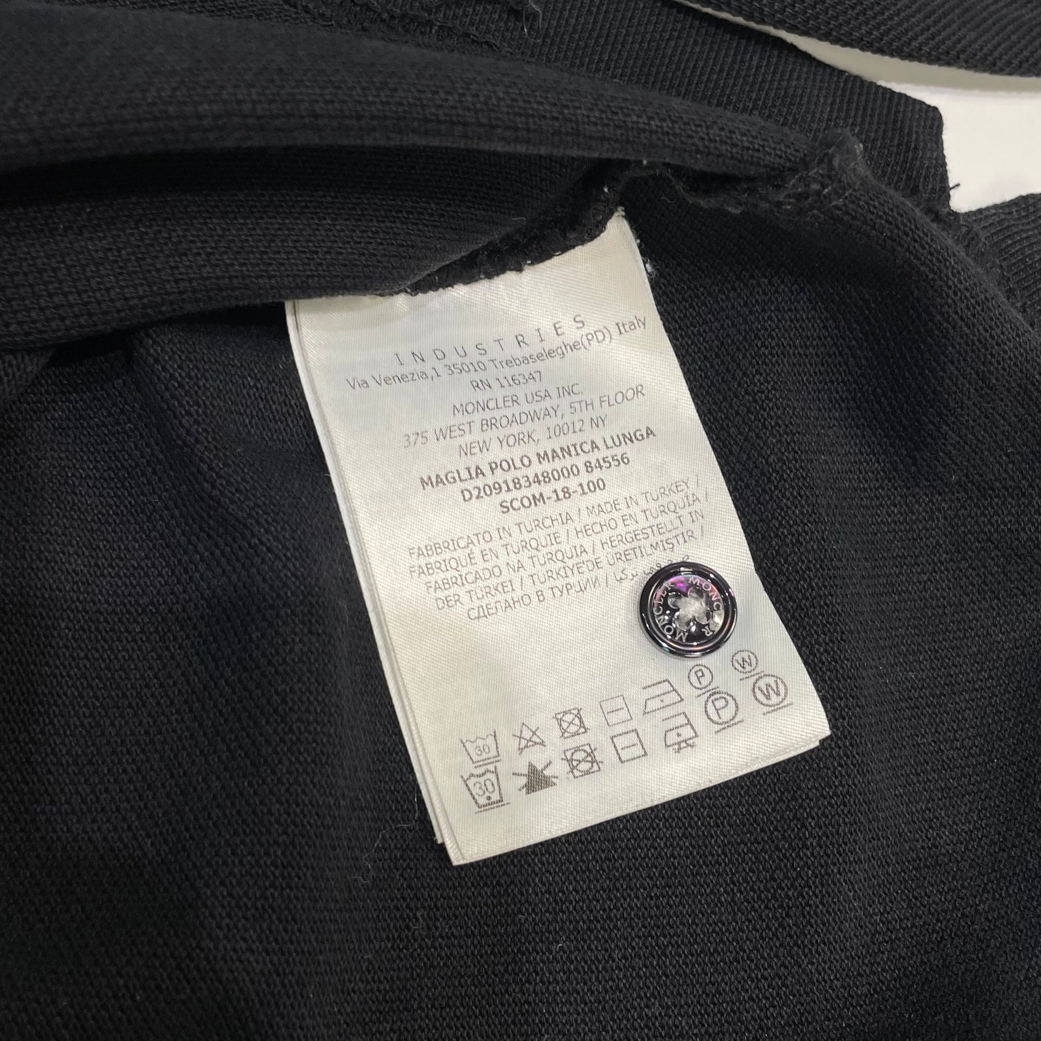Moncler Pique Polo LS Black