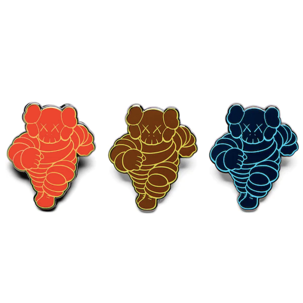 Kaws Pin Set of 3 CHUM Red Navy Olive