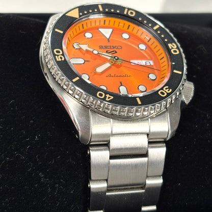 Seiko 5 Sports Automatic Orange-Dial & Black Bezel Men's Watch