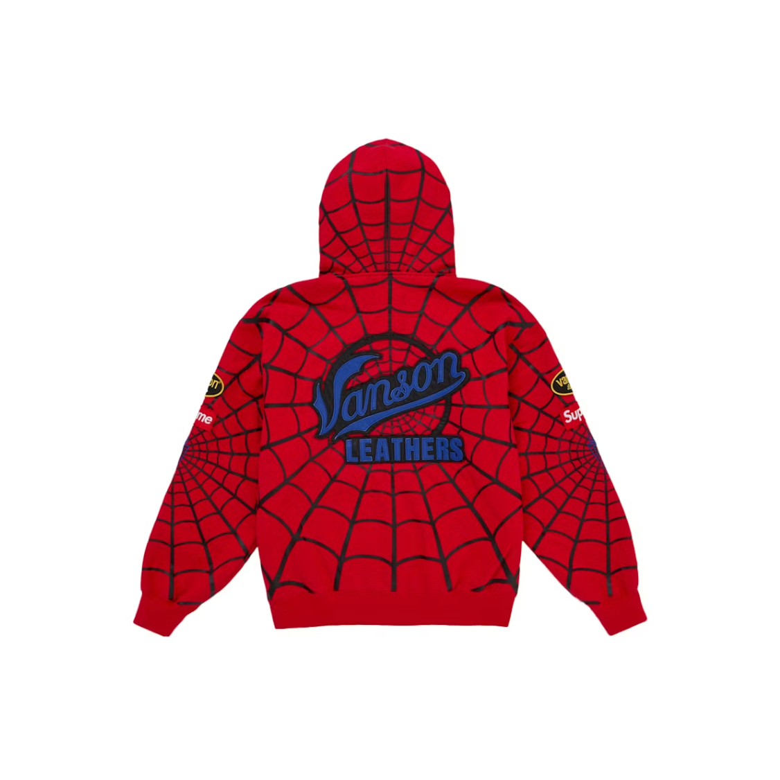 Supreme Vanson Leathers Spider-Man Zip Up Hooded Sweatshirt Red