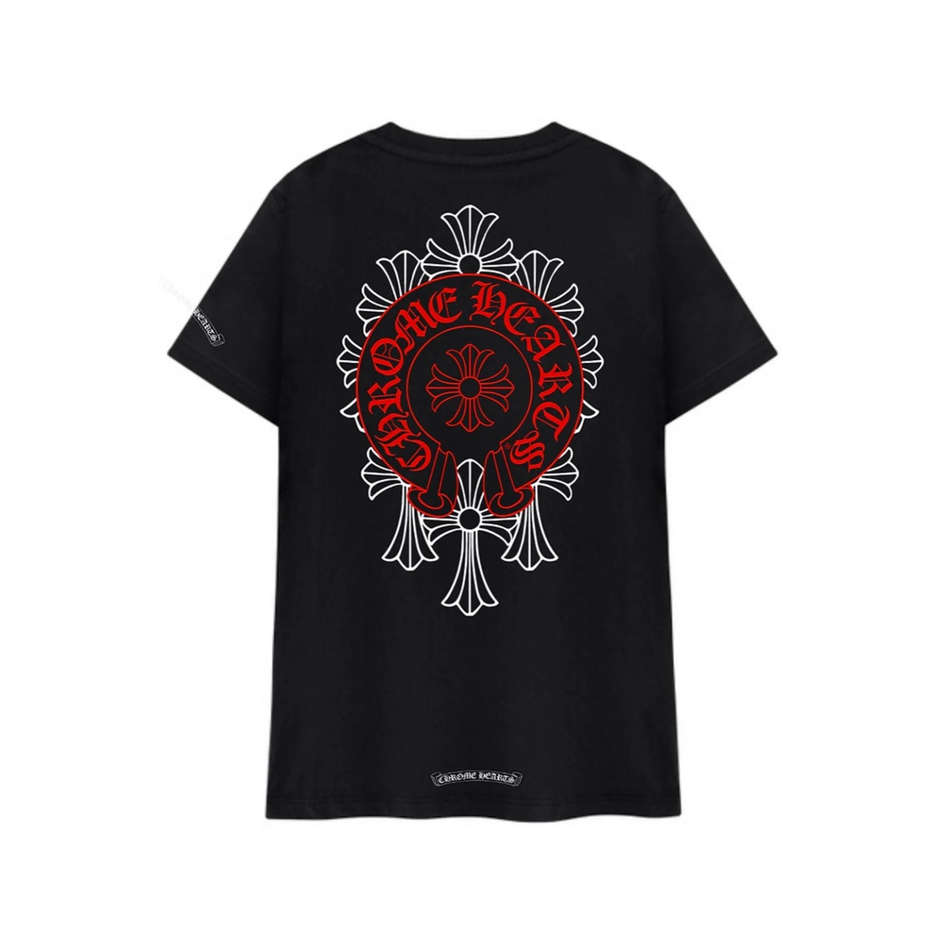 Chrome Hearts Red Horseshoe Cemetery Pocket Tee Black