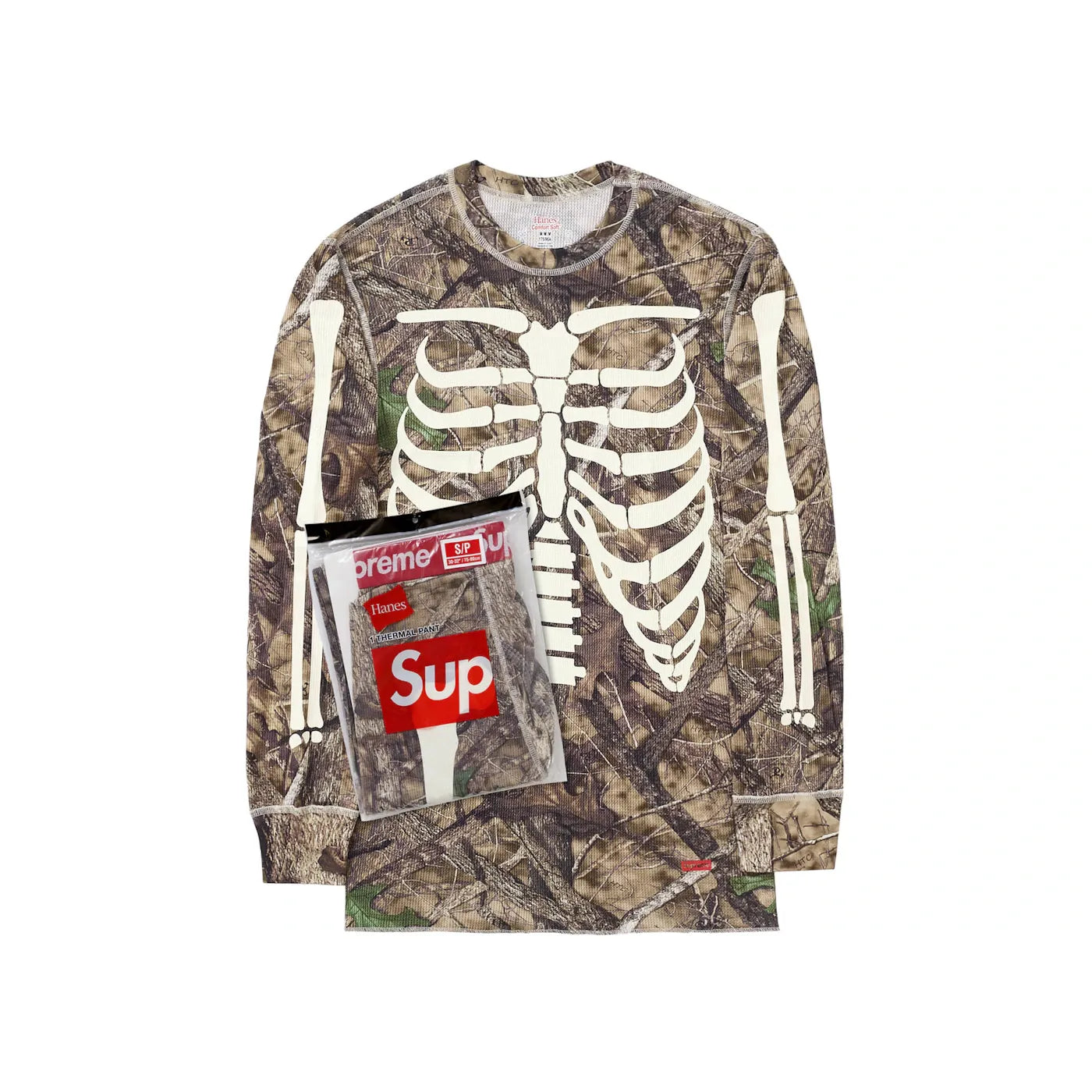 Supreme Hanes Bones Thermal Crew 1 Pack Woodland Camo