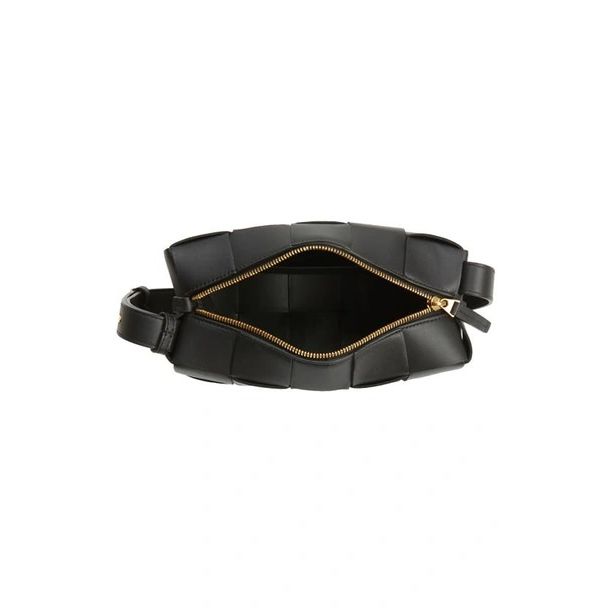 Bottega Veneta Brick Cassette Shoulder Bag Small Intreccio Black