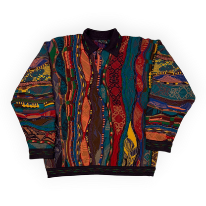 90's Coogi 3D Knit Sweater w/Collar Multicolor