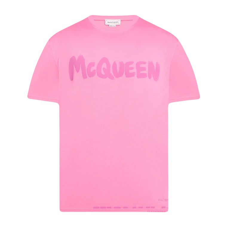 Alexander McQueen Graffiti Logo Tee Pink