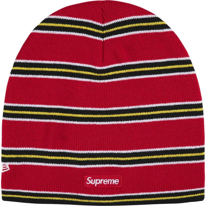 Supreme New Era Stripe Beanie Red