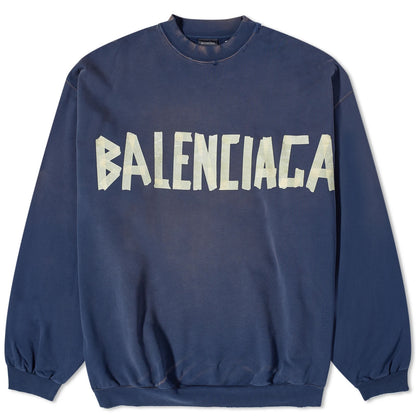 Balenciaga Tape Type Crewneck Sweatshirt Marine Blue