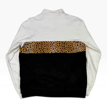 Supreme Leopard Panel Half Zip Sweatshirt White