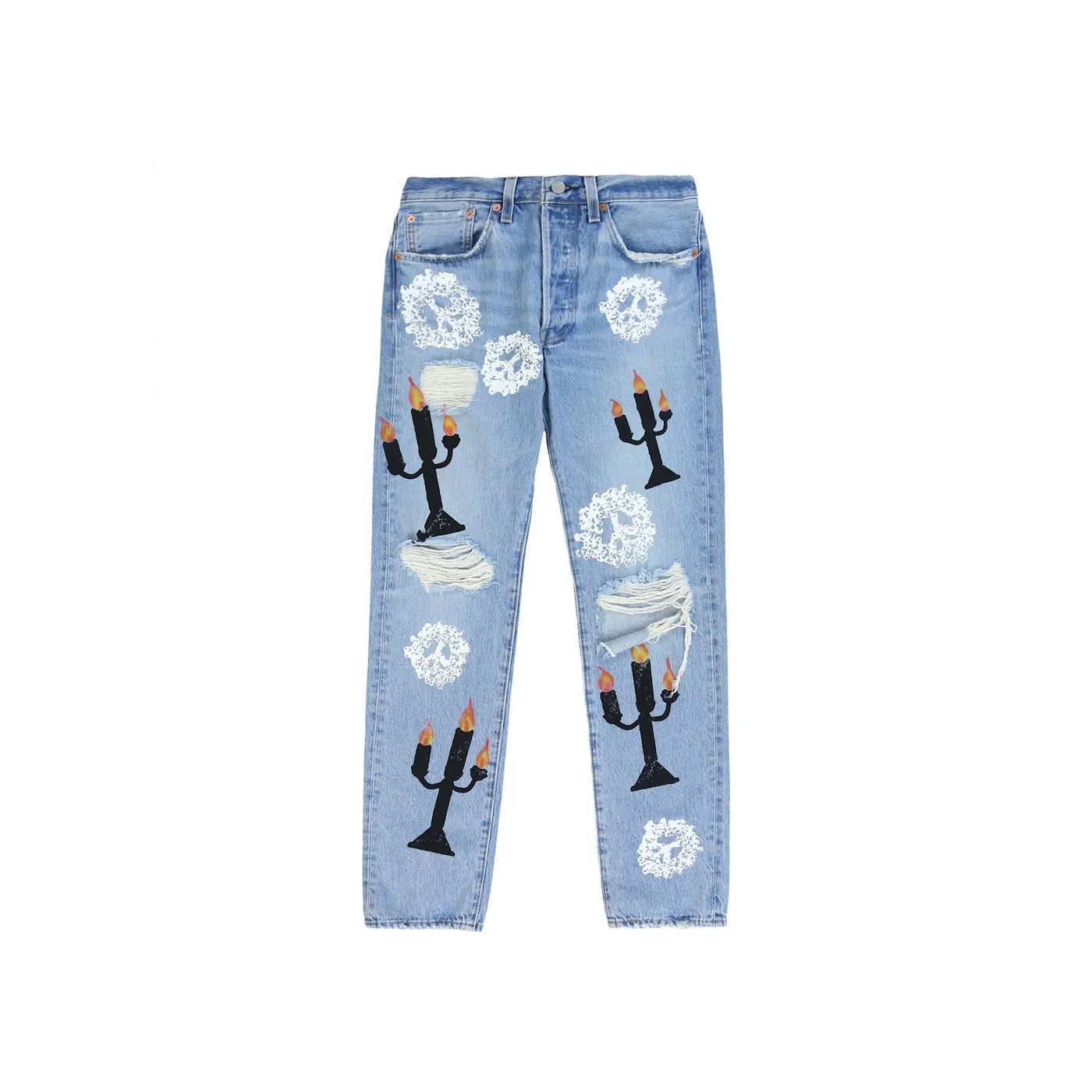 Denim Tears x Virgil Abloh "Message in a Tear" Printed Jeans Blue