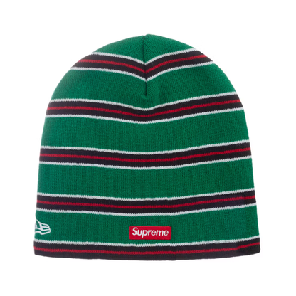 Supreme New Era Stripe Beanie Green