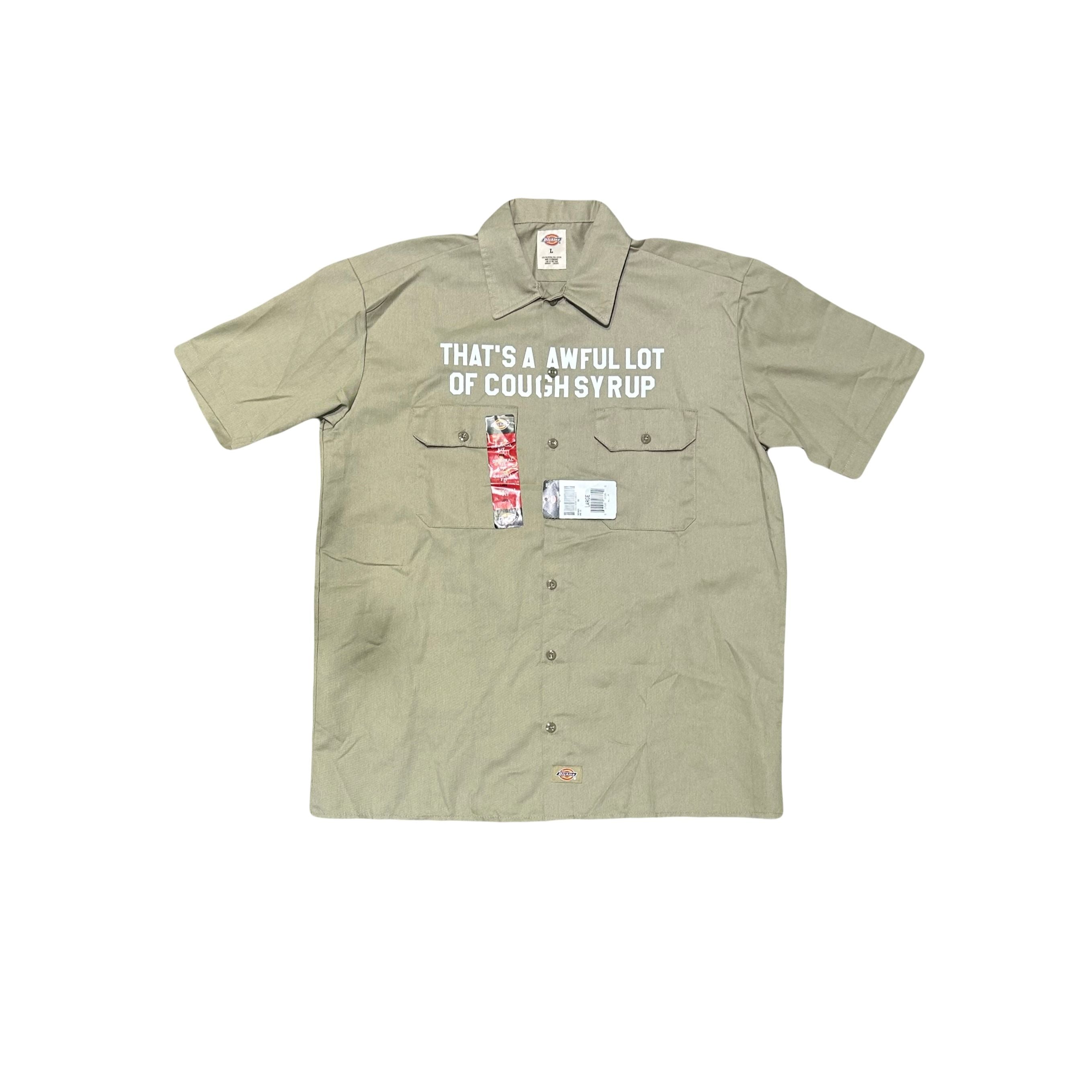 Awful Lot of Cough Syrup Dickies Button Down Tan