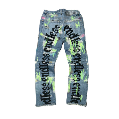Endless Embroidered and Distressed Denim Jeans