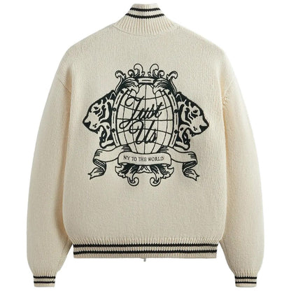 Kith Wyona Full Zip Varsity Sweater Sandrift