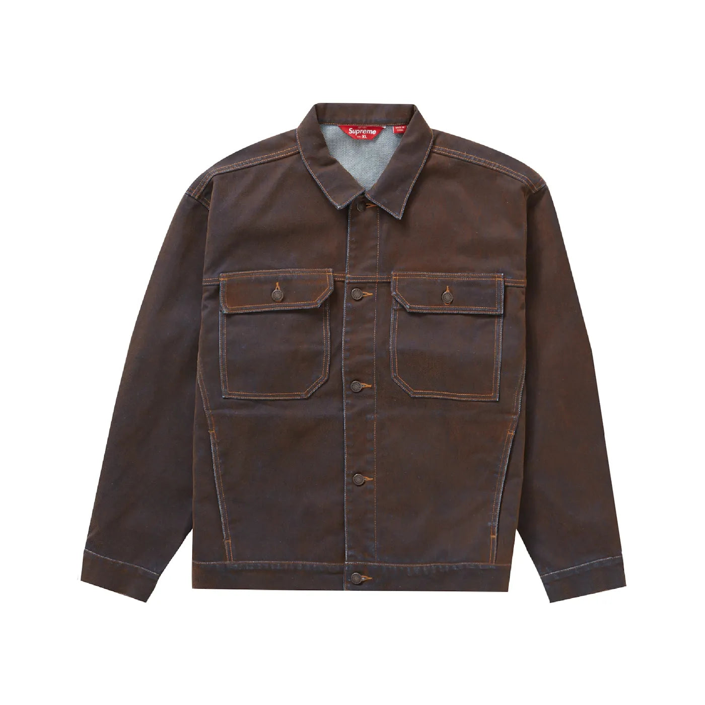 Supreme Flocked Denim Trucker Jacket Gold