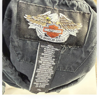 Harley Davidson Embroidered Flames Shirt Black
