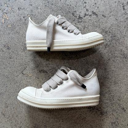 Rick Owens DRKSHDW Jumbolace Low Denim Sneakers Milk