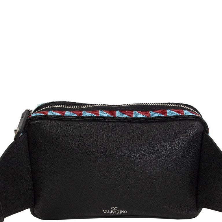 VALENTINO Beaded Hip Pack Belt Bag Black/Multicolor