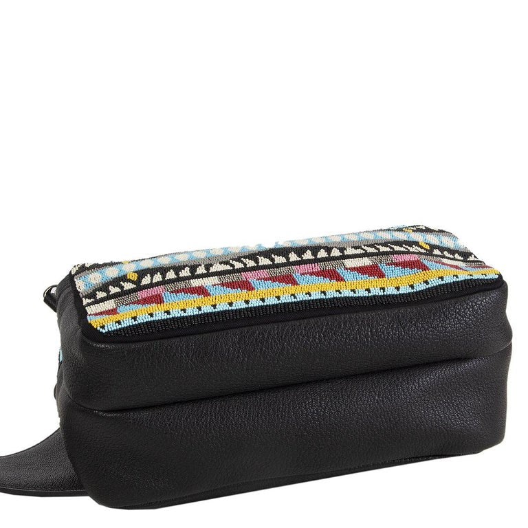VALENTINO Beaded Hip Pack Belt Bag Black/Multicolor