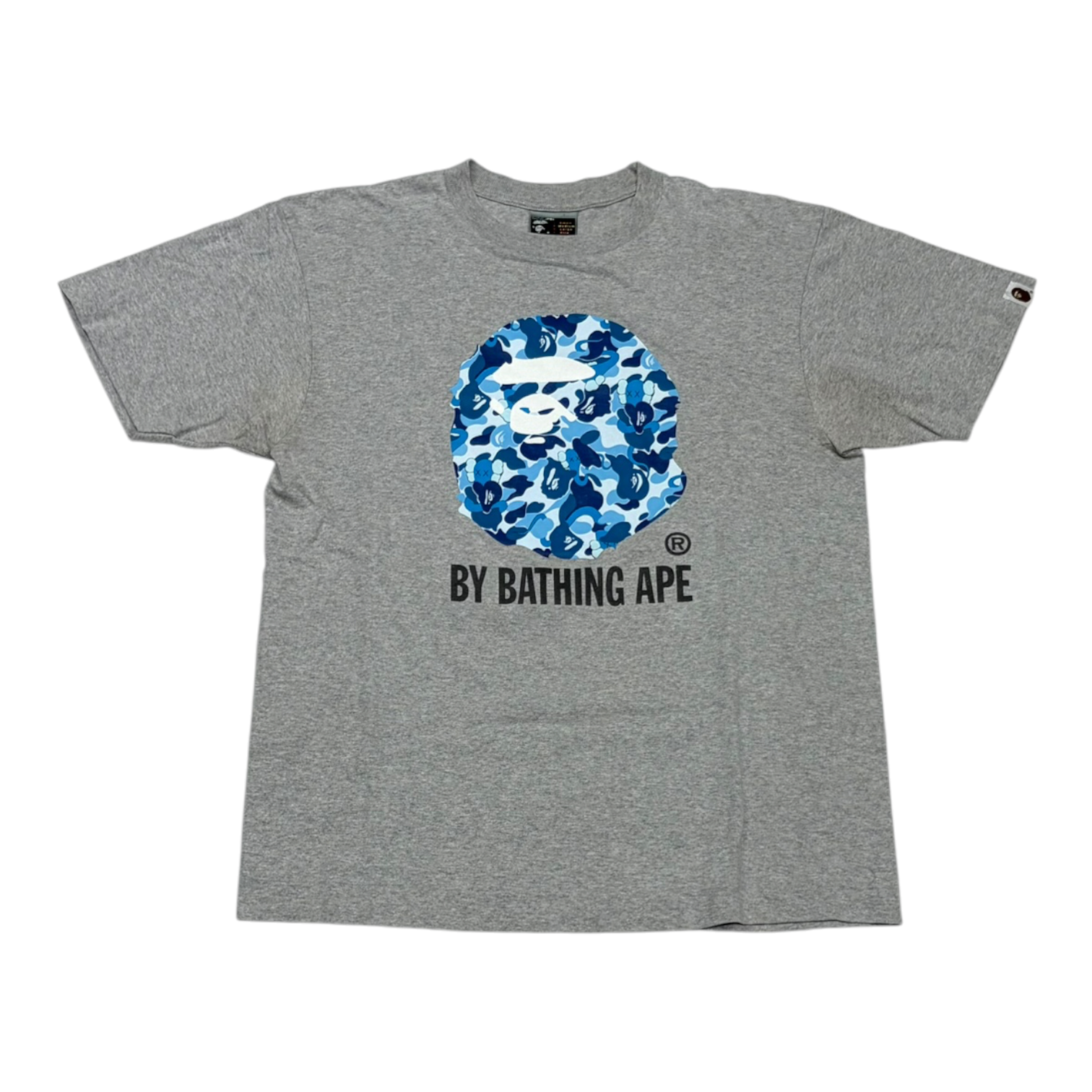 BAPE x Kaws Blue ABC Bendy Camo Bathing Ape Tee Grey