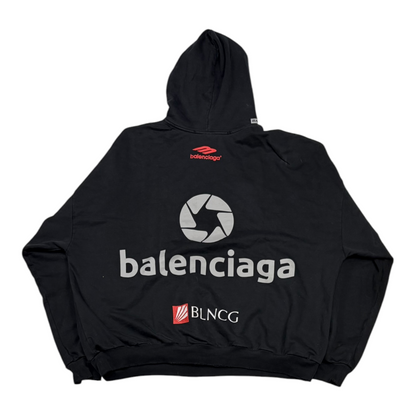 Balenciaga Top League Logo Oversized Hoodie Black