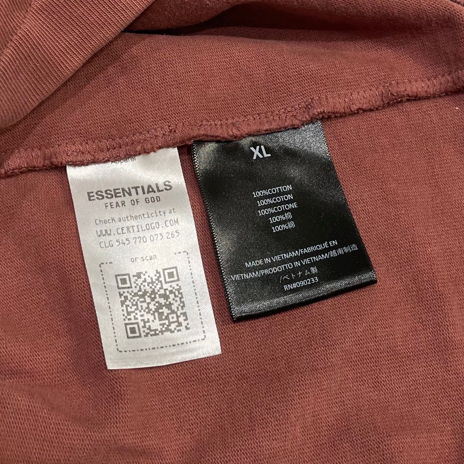Fear of God Essentials Heavy Crewneck Tee Crimson