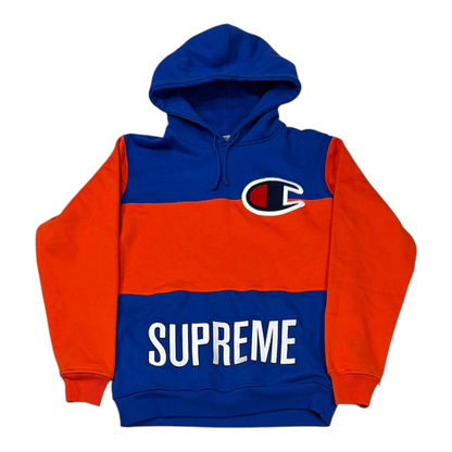 Supreme x Champion Striped Hooded Sweatshirt Blue/Orange