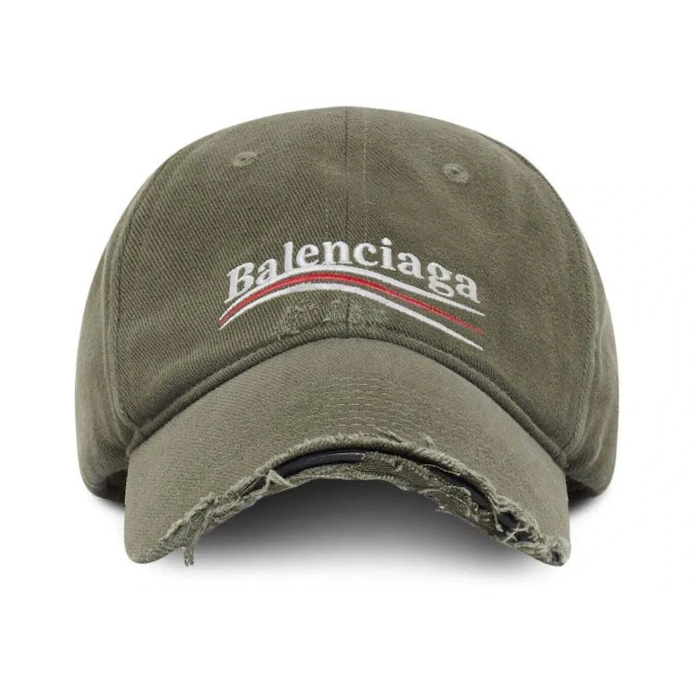 Balenciaga Political Campaign Distressed Cap Khaki/Multi
