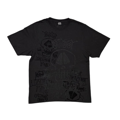 Stussy Skulls Tee Pigment Dyed Faded Black