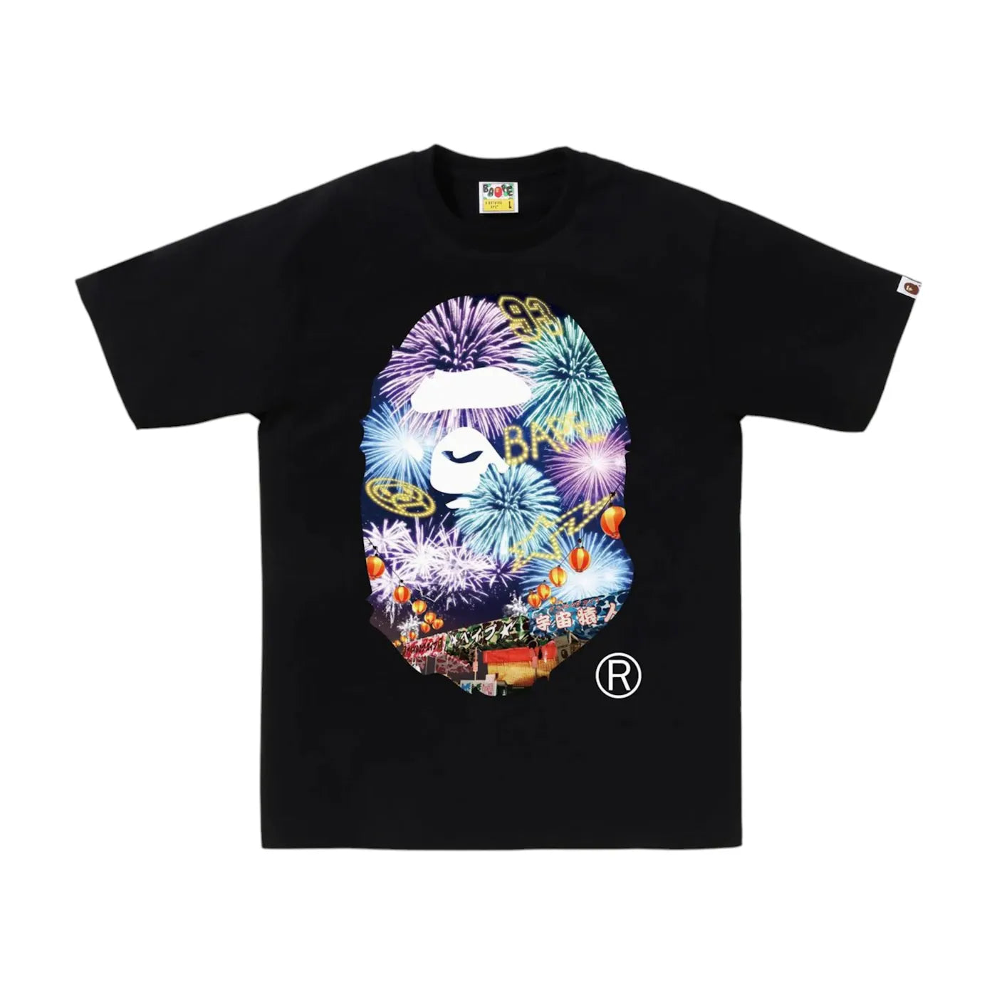 BAPE Firework Ape Head Photo Tee Black