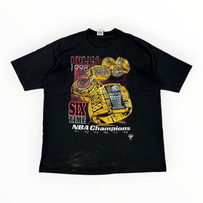 1998 Chicago Bulls Six Time Champs Tee Black