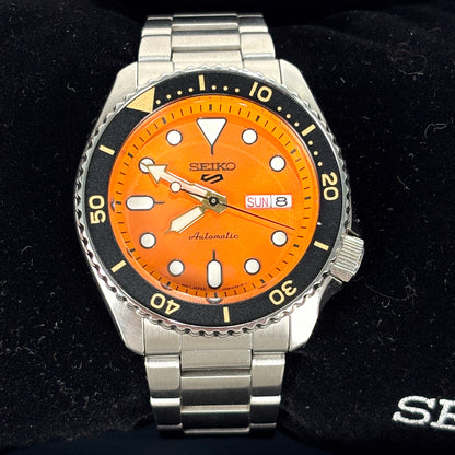 Seiko 5 Sports Automatic Orange-Dial & Black Bezel Men's Watch