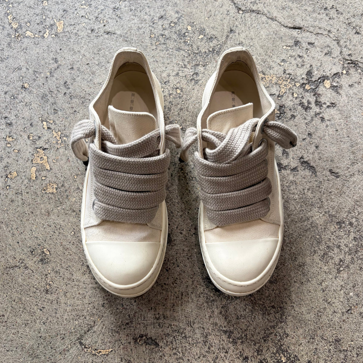 Rick Owens DRKSHDW Jumbolace Low Denim Sneakers Milk