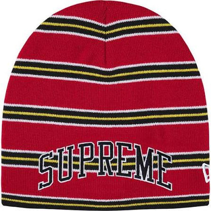 Supreme New Era Stripe Beanie Red