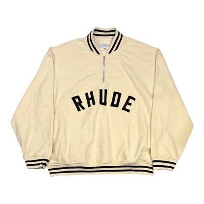 Rhude Quarter Zip Varsity Sweater Cream