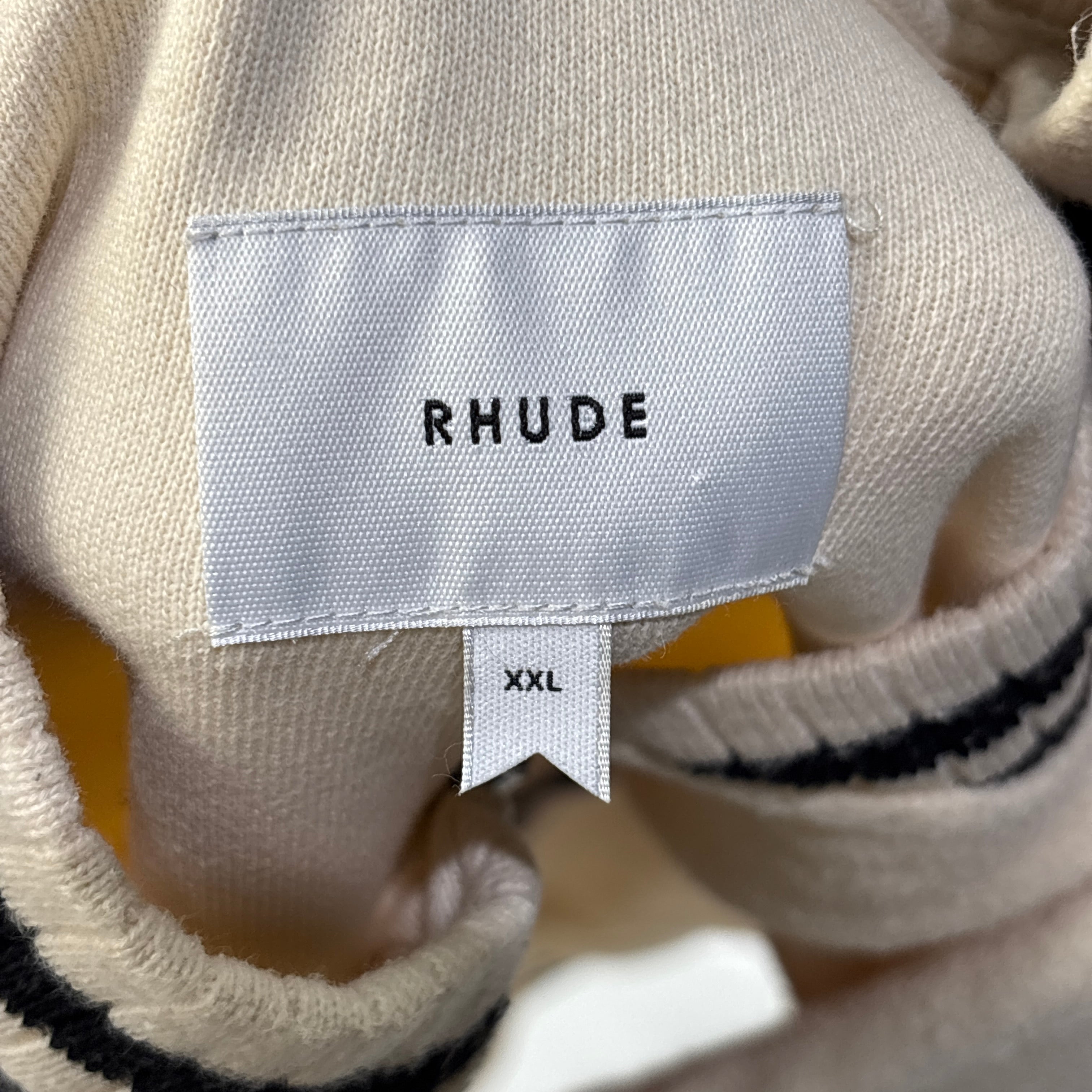 Rhude Quarter Zip Varsity Sweater Cream