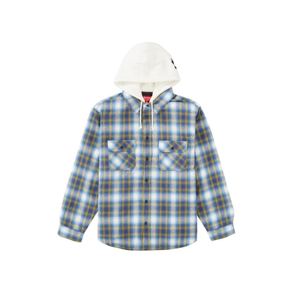 Supreme Hooded Flannel Zip Up Shirt Blue