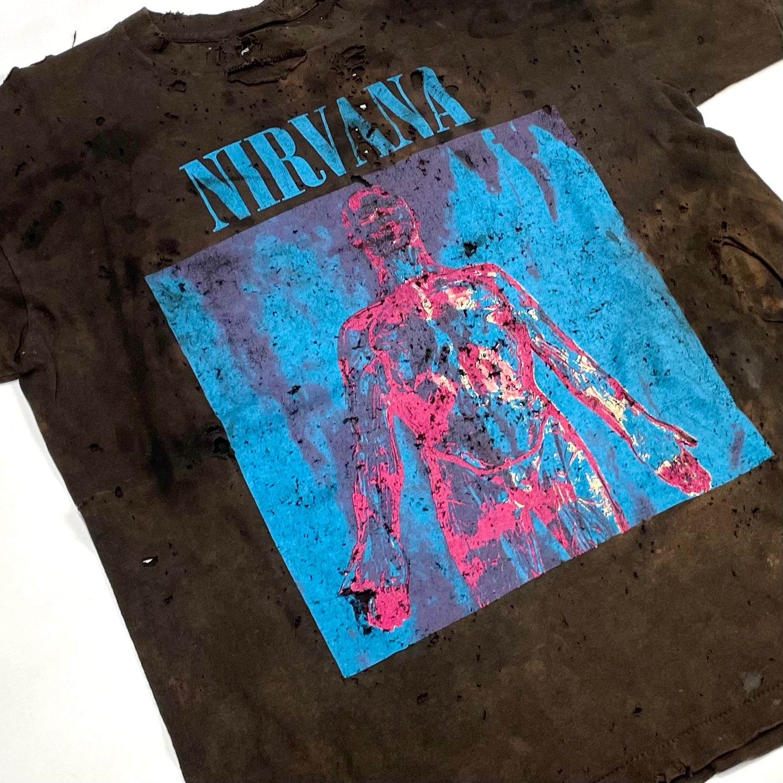 90's Nirvana Sliver Thrashed Tee Black