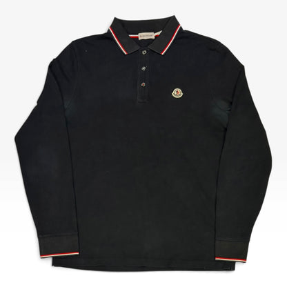 Moncler Pique Polo LS Black